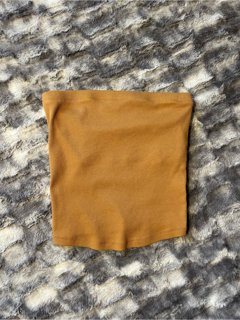 A New Day Mustard Ribbed Strapless Crop Top